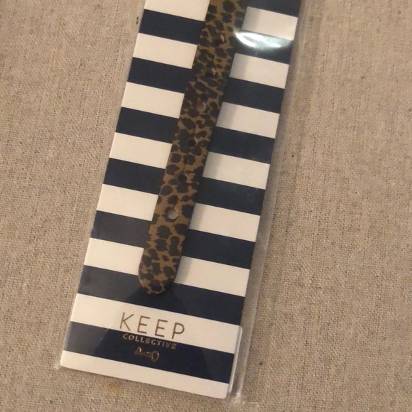 KEEP Collective Jewelry - Keep Collective Printed Single Leather Band Micro leopard/gold crinkle metallic